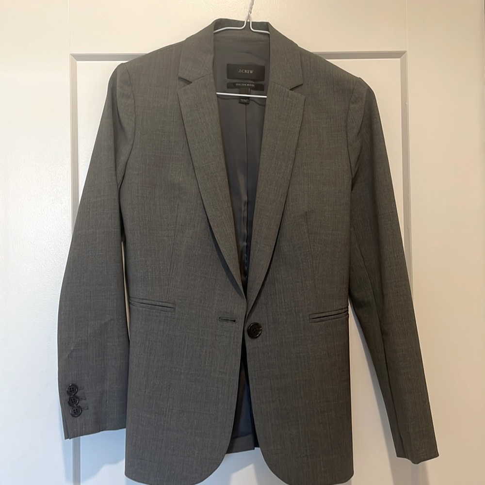 J. Crew Gray 00P Italian Wool Blazer
